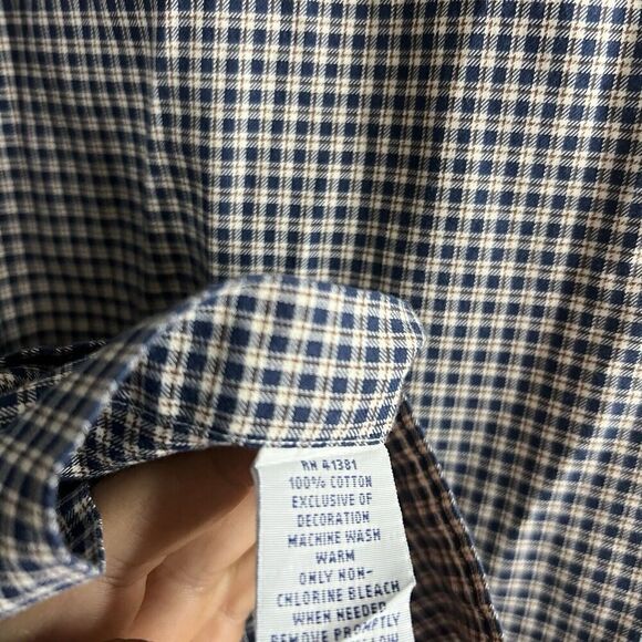 Vintage Ralph Lauren Blue Plaid Cotton Button Up Large - Picture 4 of 7